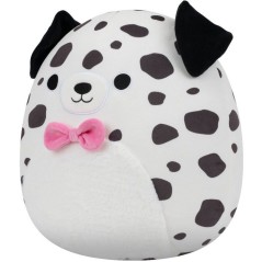 Peluche dalmatien - SQUISHMALLOWS - Dustin - 40 cm - ventre duveteux - nœud papillon