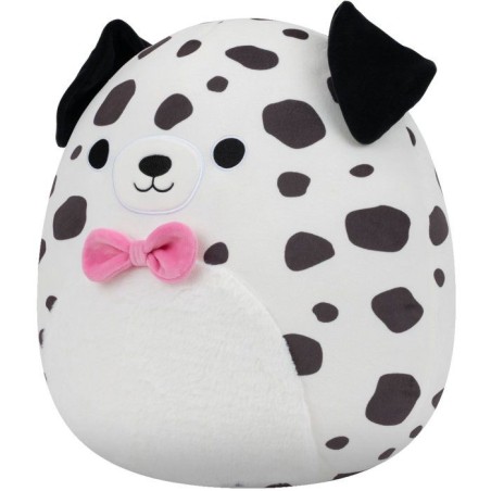 Peluche dalmatien - SQUISHMALLOWS - Dustin - 40 cm - ventre duveteux - nœud papillon