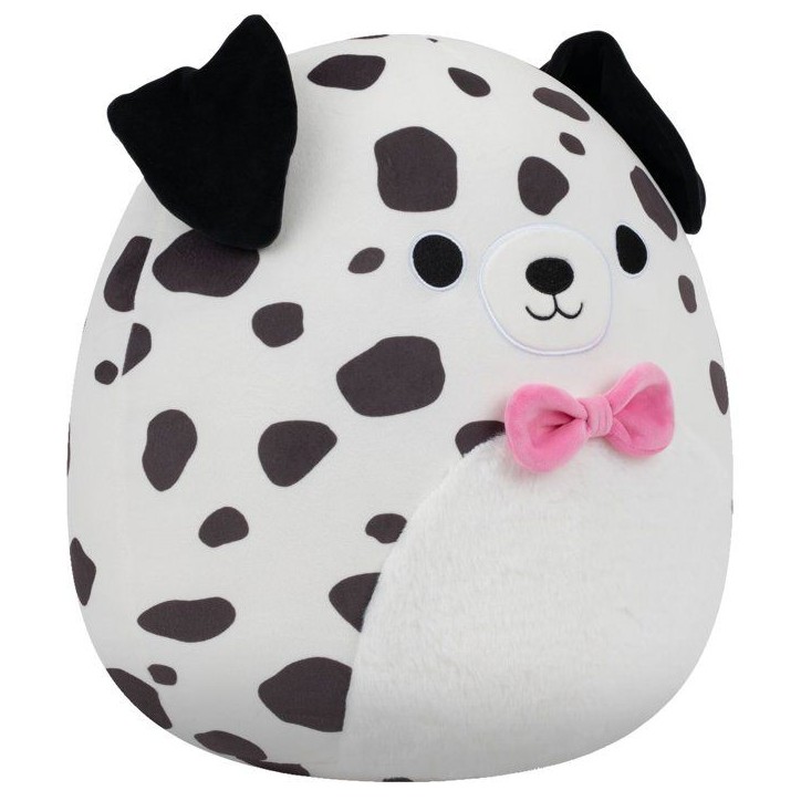 Peluche dalmatien - SQUISHMALLOWS - Dustin - 40 cm - ventre duveteux - nœud papillon