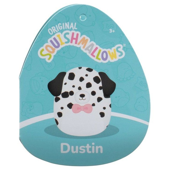 Peluche dalmatien - SQUISHMALLOWS - Dustin - 40 cm - ventre duveteux - nœud papillon