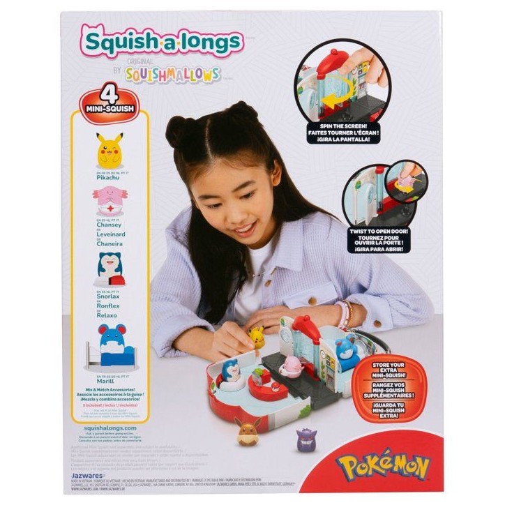 Coffret de jeu Pokémon - SQUISHMALLOWS - Squish-a-longs - 4 Mini-Squish - Centre Pokémon