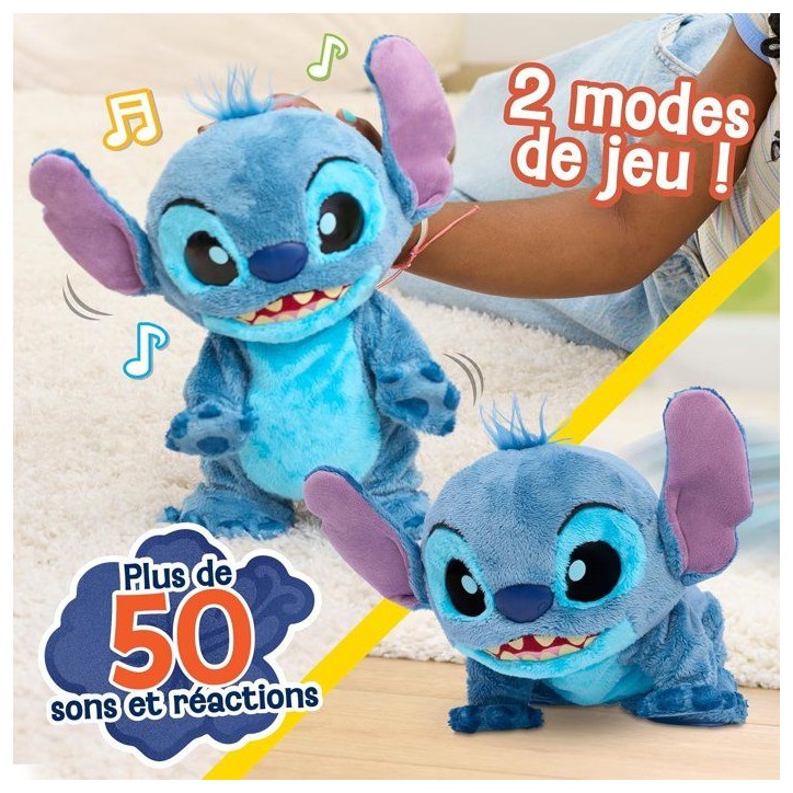 Peluche interactive STITCH Double Trouble - 36 cm - Plus de 50 sons et réactions - 2 modes de jeu - Lilo et Stitch - dès 3 ans Peluche interactive STITCH Double Trouble - 36 cm - Plus de 50 sons et réactions - 2 modes de jeu - Lilo et Stitch - dès 3 ans