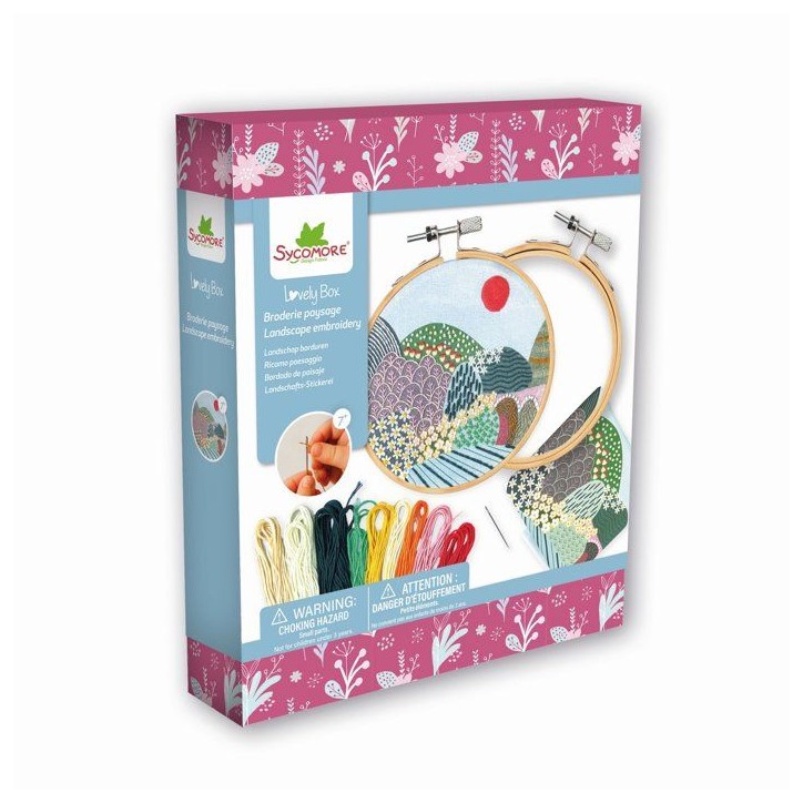 Kit broderie créative - SYCOMORE - Lovely Box Broderie Paysage - Cercle à broder - Fils coton Kit broderie créative - SYCOMORE - Lovely Box Broderie Paysage - Cercle à broder - Fils coton