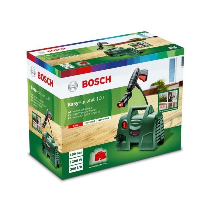 Nettoyeur haute pression Bosch - EasyAquatak 100 (1200 W, 100 bar, débit max 300 L/h) Nettoyeur haute pression Bosch - EasyAquatak 100 (1200 W, 100 bar, débit max 300 L/h)
