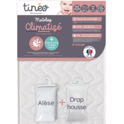 Matelas climatisé TINEO 60x120 cm + drap housse + alese (lot)