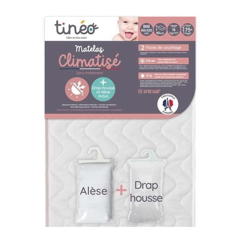 Matelas climatisé TINEO 60x120 cm + drap housse + alese (lot) Matelas climatisé TINEO 60x120 cm + drap housse + alese (lot)