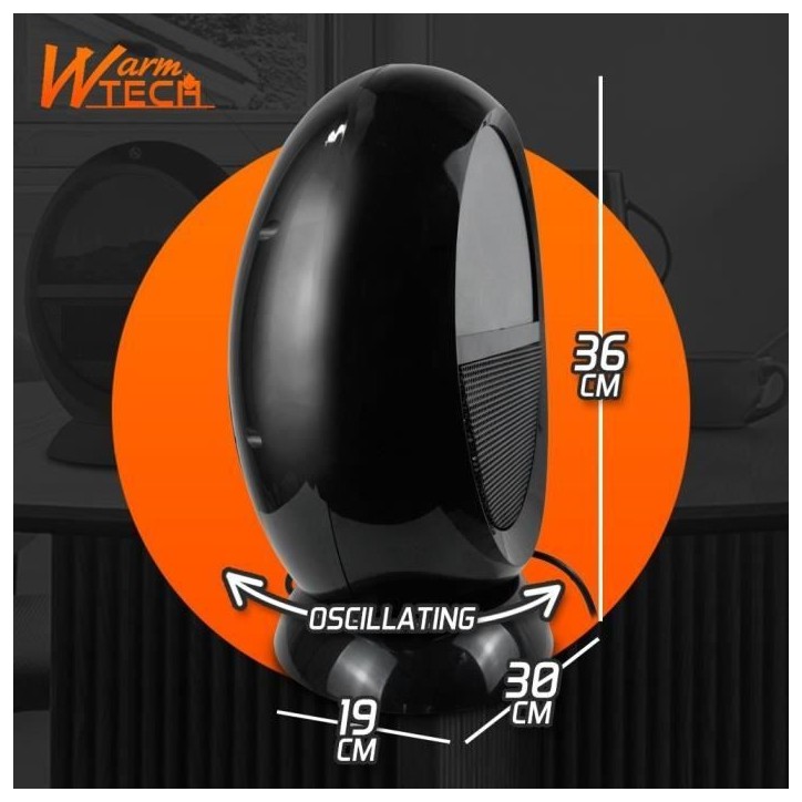 Foyer décoratif soufflant - 2000 W - WARMTECH - WTFED1500-N - ROND - Noir Foyer décoratif soufflant - 2000 W - WARMTECH - WTFED1500-N - ROND - Noir