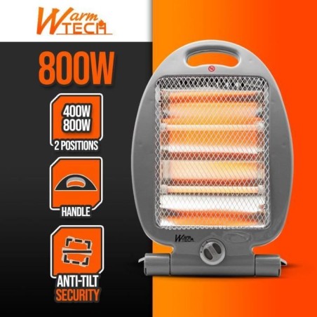 Chauffage halogène - 800 W - WARMTECH - WTHH800 - Gris