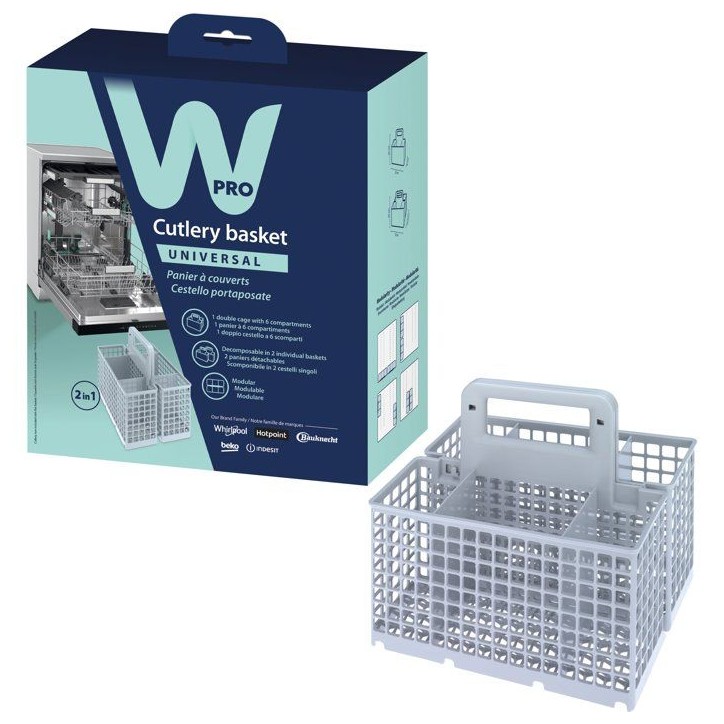 Panier à couverts lave-vaisselle - WPRO - DWB304 - Universel - Modulable - Double compartiment