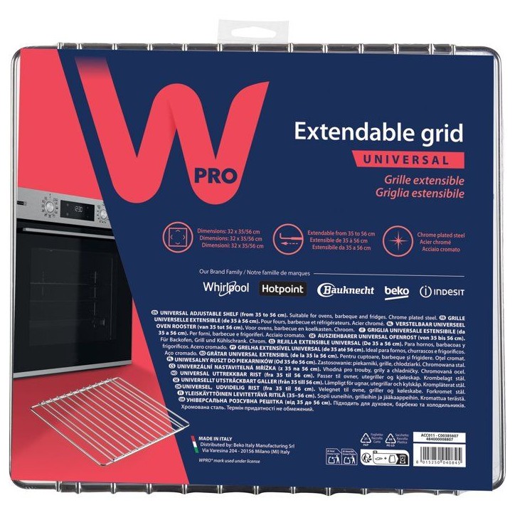 Grille universelle extensible - WPRO - ACC011 - Ajustable 32-56 cm - Multi-usage - Acier chromé