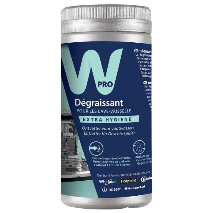 Dégraissant lave-vaisselle - WPRO - DDG125 - Élimine graisses - Anti-odeurs - 250 g Dégraissant lave-vaisselle - WPRO - DDG125 - Élimine graisses - Anti-odeurs - 250 g