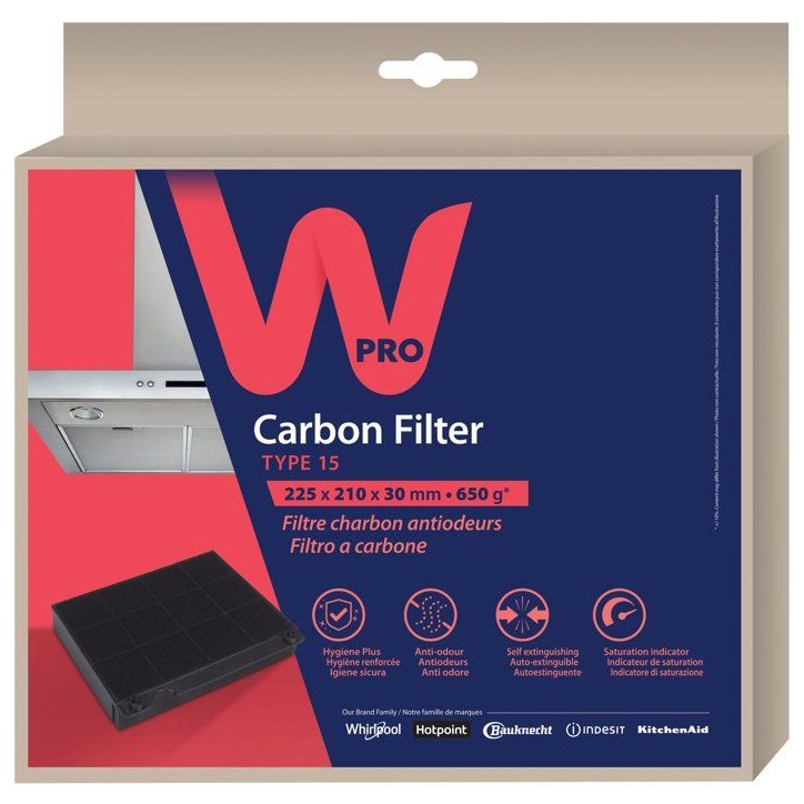Filtre charbon hotte - WPRO - CHF15/1 - Anti-odeurs - Haute performance - Type 15