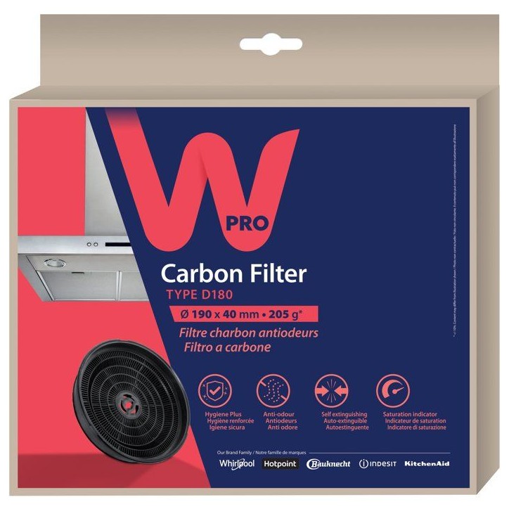 Filtre charbon hotte - WPRO - CHF180/1 - Anti-odeurs - Haute performance - Type 180