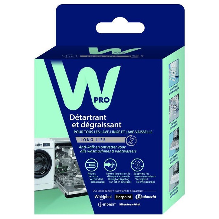 Détartrant dégraissant - WPRO - DES616 - 6 doses - Entretien régulier - Nettoyage complet