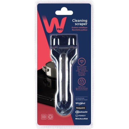 Grattoir plaque vitrocéramique - WPRO - SCR300 - Anti-rayures - Élimine résidus - Inox