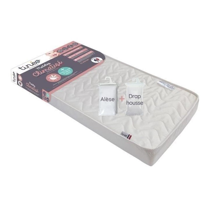 Matelas climatisé TINEO 60x120 cm + drap housse + alese (lot) Matelas climatisé TINEO 60x120 cm + drap housse + alese (lot)