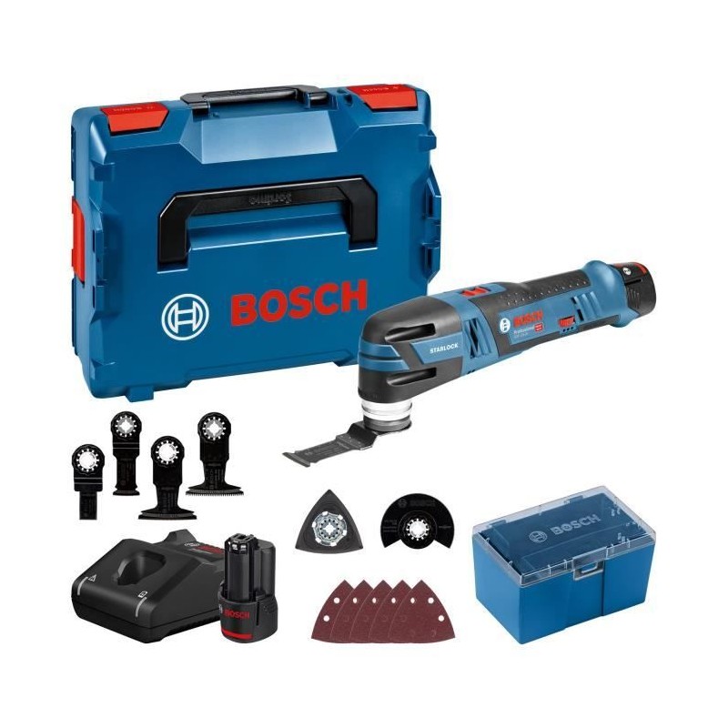 Découpeur-ponceur Bosch Professional GOP 12V-28 + 2 Batteries 3,0Ah + Découpeur-ponceur Bosch Professional GOP 12V-28 + 2 Batteries 3,0Ah +