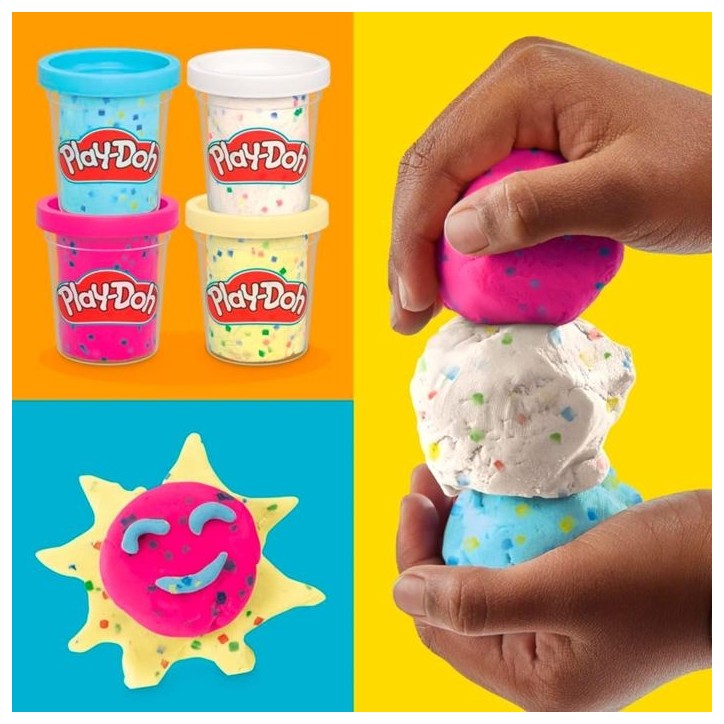 Play-Doh pack de 4 pots de pâte a modeler confettis - PLAY-DOH - G17365X0