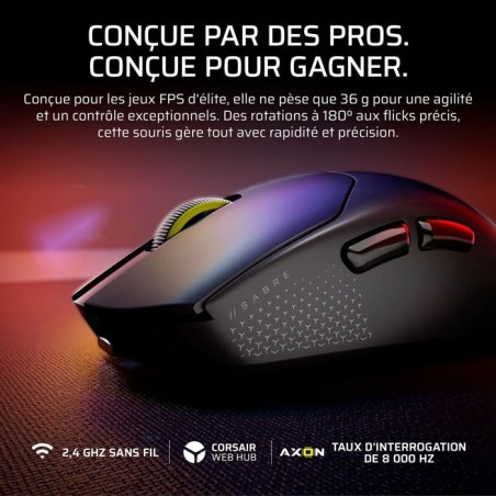 Souris Gamer - Sans Fil - Corsair - SABRE v2 PRO Ultralight - Noir