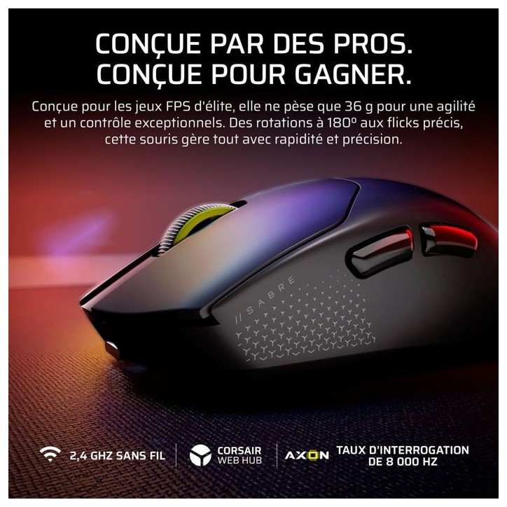Souris Gamer - Sans Fil - Corsair - SABRE v2 PRO Ultralight - Noir Souris Gamer - Sans Fil - Corsair - SABRE v2 PRO Ultralight - Noir