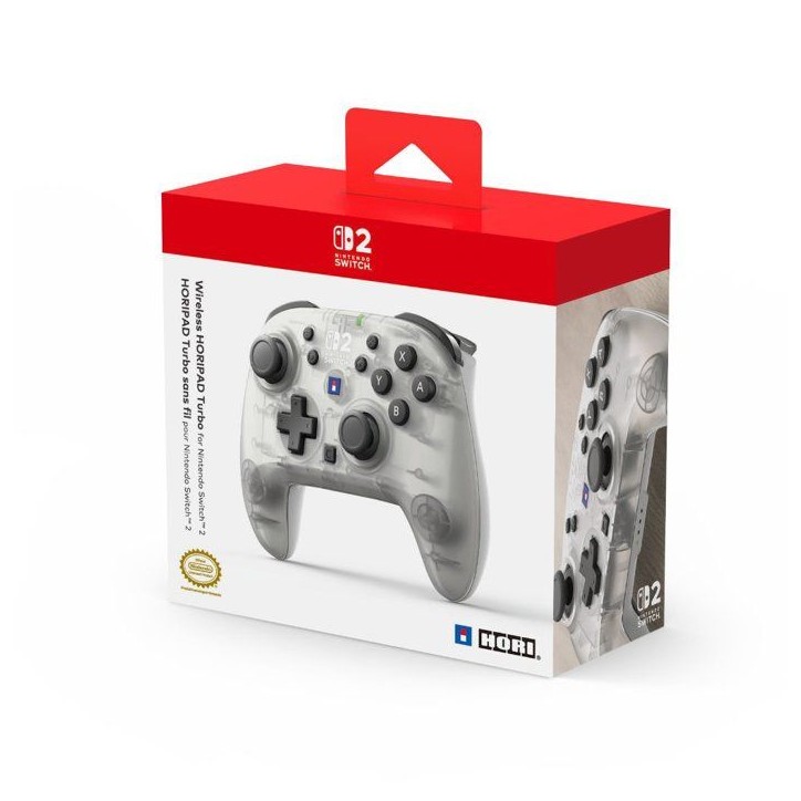 Manette - Nintendo Switch 2 - Horipad Turbo Frost - Sans fil - Blanc et transparent - Bouton C/Assign Manette - Nintendo Switch 2 - Horipad Turbo Frost - Sans fil - Blanc et transparent - Bouton C/Assign