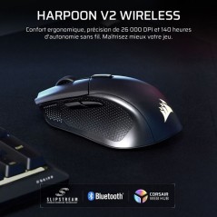 Souris Gamer - Sans Fil - Corsair - HARPOON v2 WIRELESS 26K DPI - Noir RGB