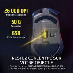 Souris Gamer - Sans Fil - Corsair - HARPOON v2 WIRELESS 26K DPI - Noir