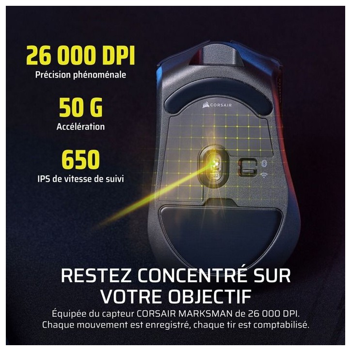 Souris Gamer - Sans Fil - Corsair - HARPOON v2 WIRELESS 26K DPI - Noir RGB Souris Gamer - Sans Fil - Corsair - HARPOON v2 WIRELESS 26K DPI - Noir RGB