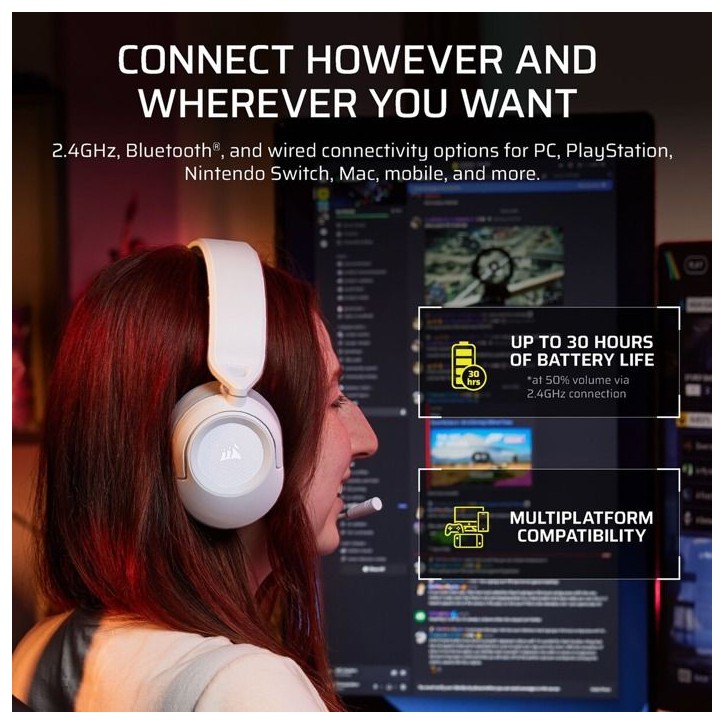 Casque Gaming - Corsair - HS35 V3 - Blanc Sans Fil Casque Gaming - Corsair - HS35 V3 - Blanc Sans Fil