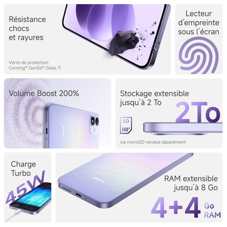 Smartphone - XIAOMI - Redmi Note 17 5G - 6Go RAM - 128Go - Bleu