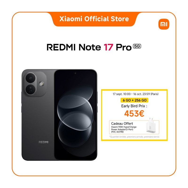 Smartphone - XIAOMI - Redmi Note 17 Pro 5G - 6Go RAM - 256Go - Noir