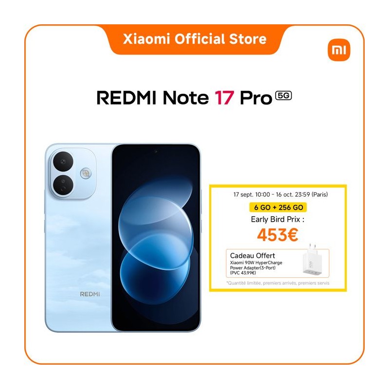 Smartphone - XIAOMI - Redmi Note 17 Pro 5G - 6Go RAM - 256Go - Bleu