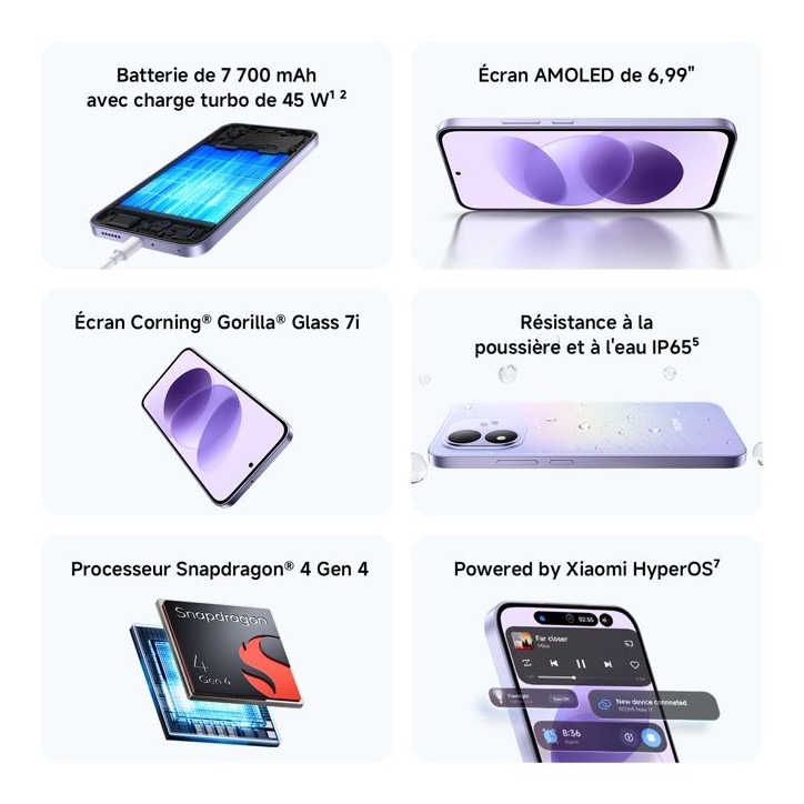 Smartphone - XIAOMI - Redmi Note 17 5G - 6Go RAM - 128Go - Violet Smartphone - XIAOMI - Redmi Note 17 5G - 6Go RAM - 128Go - Violet
