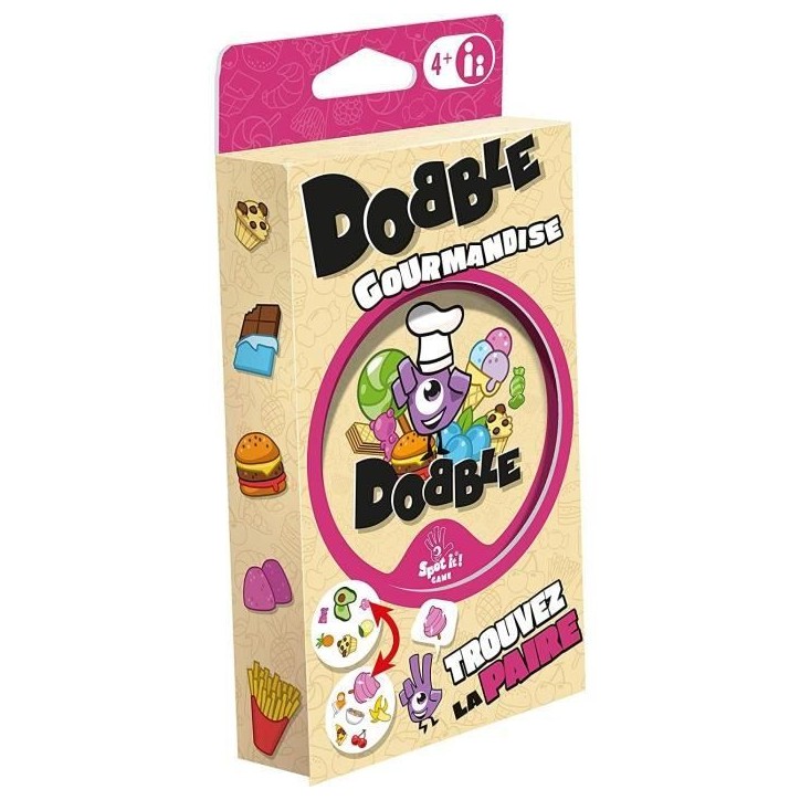 ZYGOMATIC – Dobble Gourmandise – jeu observation et rapidité – des 6 ans – 2 a 8 joueurs – boîte métal 30 cartes ZYGOMATIC – Dobble Gourmandise – jeu observation et rapidité – des 6 ans – 2 a 8 joueurs – boîte métal 30 cartes