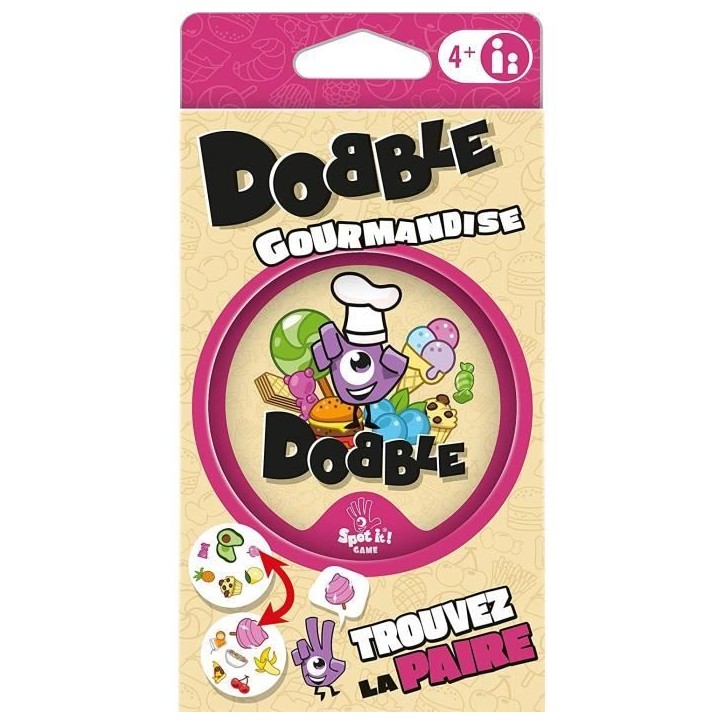 ZYGOMATIC – Dobble Gourmandise – jeu observation et rapidité – des 6 ans – 2 a 8 joueurs – boîte métal 30 cartes ZYGOMATIC – Dobble Gourmandise – jeu observation et rapidité – des 6 ans – 2 a 8 joueurs – boîte métal 30 cartes