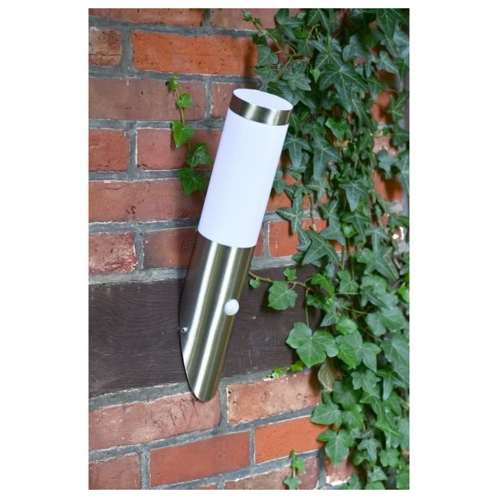 Applique d'extérieure avec Détecteur Inox H40cm inox satiné - BRILLIANT - Chorus - Métal - Halogene - IP44 Applique d'extérieure avec Détecteur Inox H40cm inox satiné - BRILLIANT - Chorus - Métal - Halogene - IP44