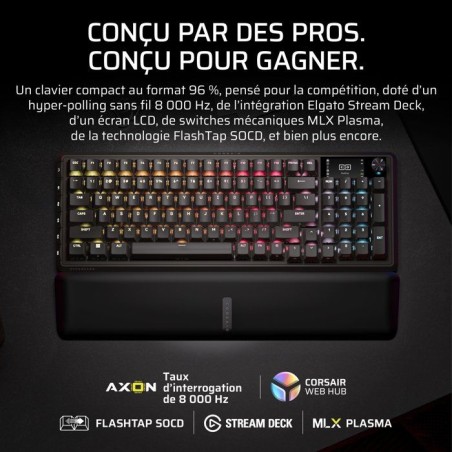 Clavier Gamer - Mécanique MLX Plasma - Corsair - VANGUARD 96 WIRELESS - 96% Sans Fil - RGB Noir