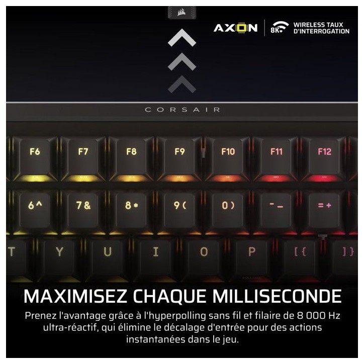 Clavier Gamer - Mécanique MLX Plasma - Corsair - VANGUARD 96 WIRELESS - 96% Sans Fil - RGB Noir
