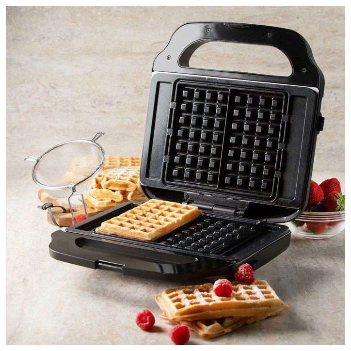 Appareil croque-gaufre-gril 3 en 1 - DOMO - DO9291C - Plaques amovibles - Revetement antiadhésif - 1400 W Appareil croque-gaufre-gril 3 en 1 - DOMO - DO9291C - Plaques amovibles - Revetement antiadhésif - 1400 W
