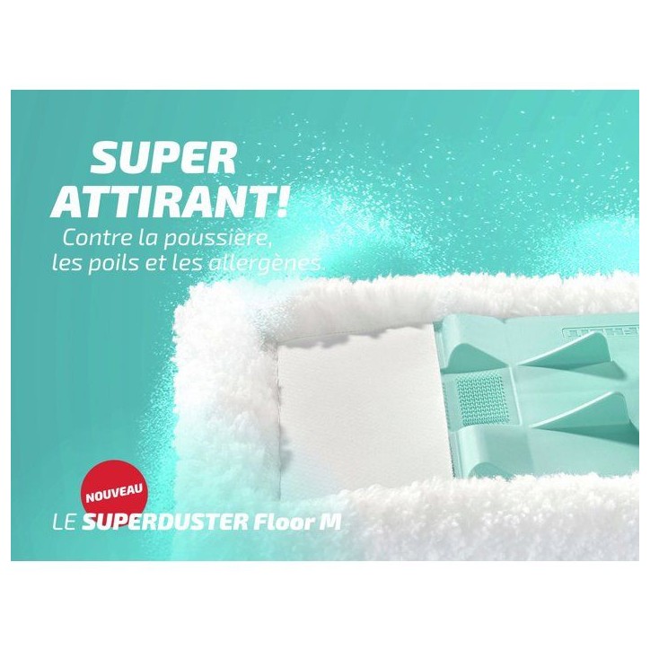 Housse dépoussiérante pour balai - LEIFHEIT - Superduster Floor M 55386 - Microfibres lavables - Tous sols durs