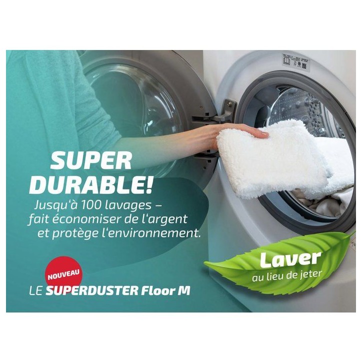 Housse dépoussiérante pour balai - LEIFHEIT - Superduster Floor M 55386 - Microfibres lavables - Tous sols durs