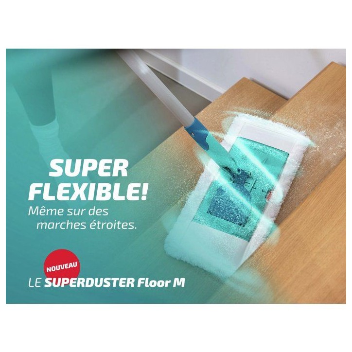 Housse dépoussiérante pour balai - LEIFHEIT - Superduster Floor M 55386 - Microfibres lavables - Tous sols durs