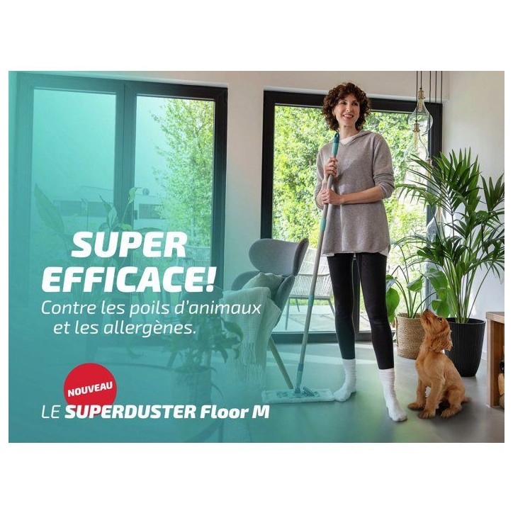 Housse dépoussiérante pour balai - LEIFHEIT - Superduster Floor M 55386 - Microfibres lavables - Tous sols durs