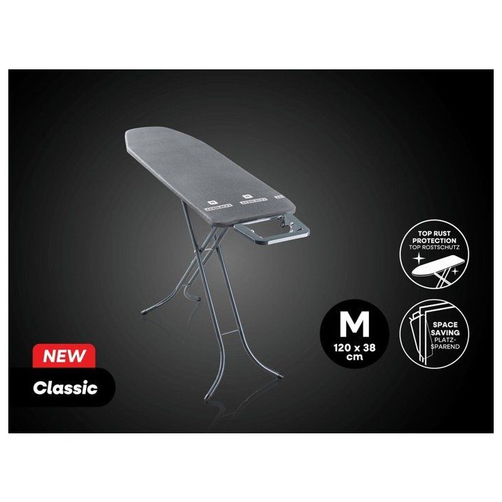 Table a repasser - LEIFHEIT - Classic M Black 76201 - Surface 120 x 38 cm - Design anthracite