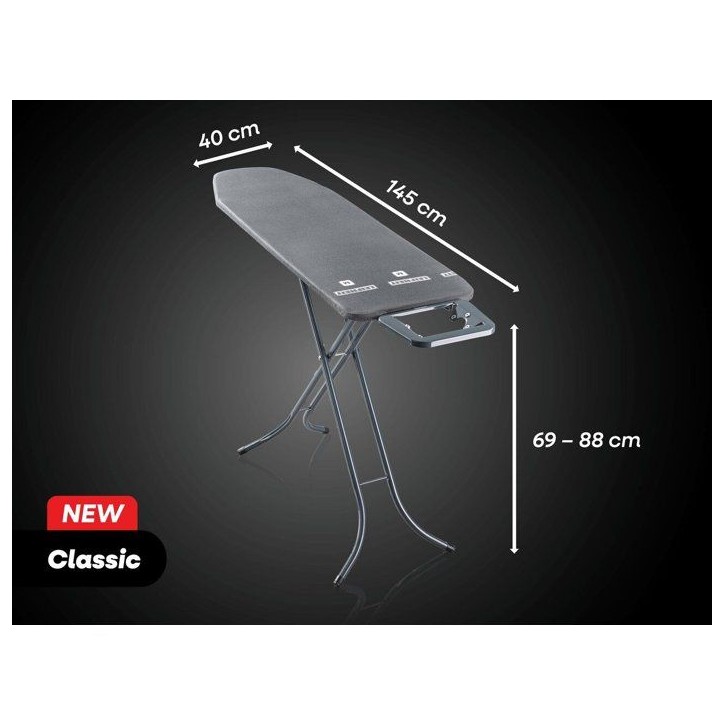 Table a repasser - LEIFHEIT - Classic M Black 76201 - Surface 120 x 38 cm - Design anthracite