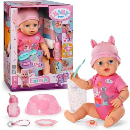 Poupon Emma - BABY BORN - 43 cm - Click & Play - 10 Fonctions + 8 acce