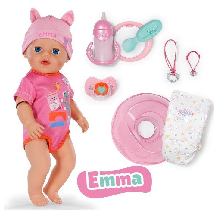 Poupon Emma - BABY BORN - 43 cm - Click & Play - 10 Fonctions + 8 accessoires - Sans piles, bras et coudes articulés Poupon Emma - BABY BORN - 43 cm - Click & Play - 10 Fonctions + 8 accessoires - Sans piles, bras et coudes articulés
