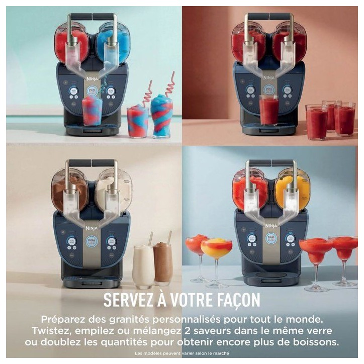 Machine a granita - Ninja - SLUSHi TWIST FS701EUBL - 2 bacs 4,4L - Technologie SlushAssist DUO - SlushTwist - Bleu