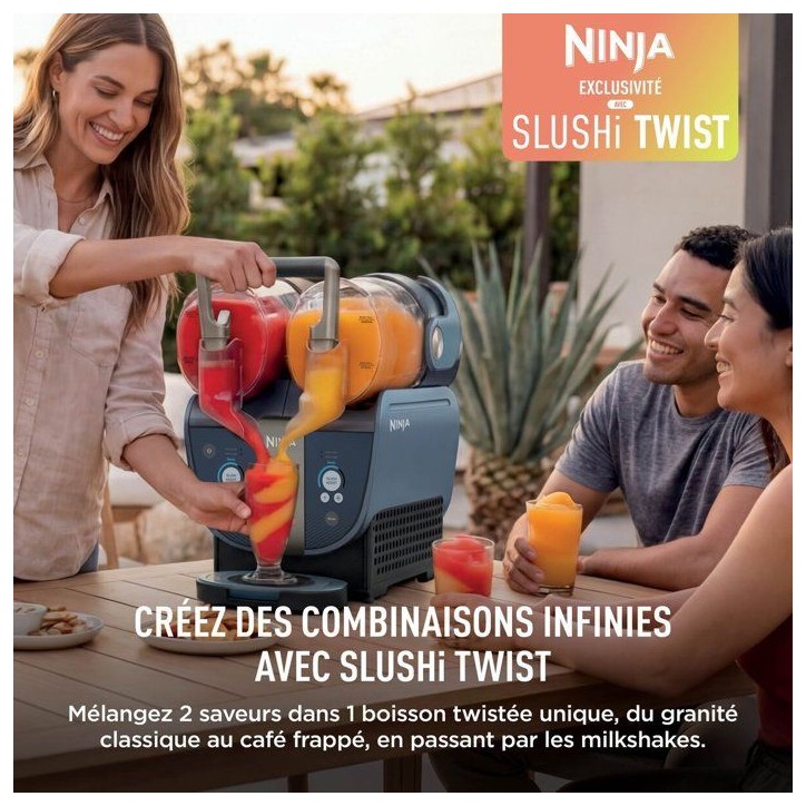 Machine a granita - Ninja - SLUSHi TWIST FS701EUBL - 2 bacs 4,4L - Technologie SlushAssist DUO - SlushTwist - Bleu