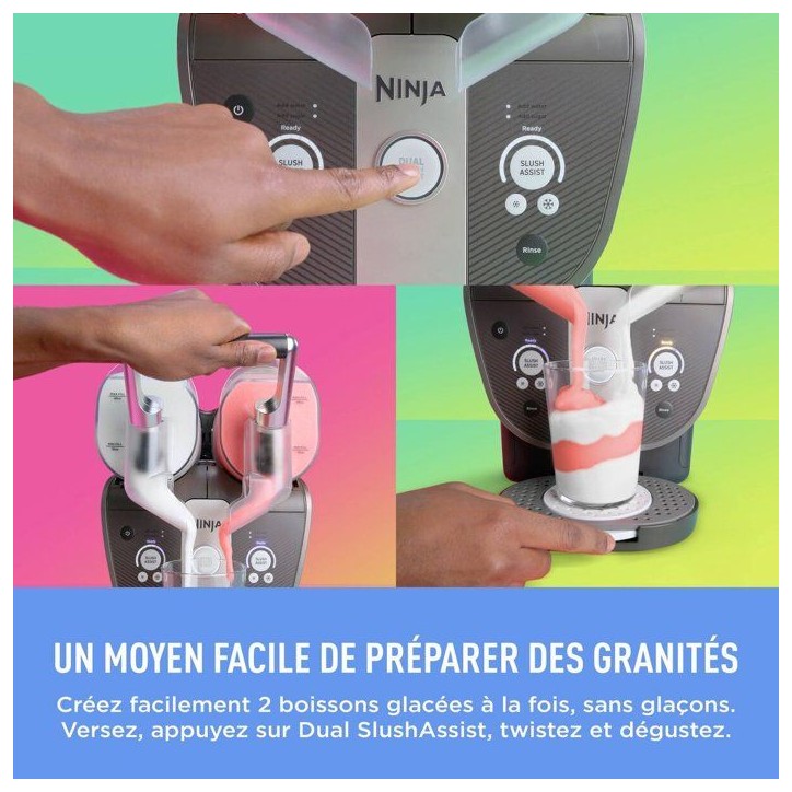 Machine a granita - Ninja - SLUSHi TWIST FS701EUBL - 2 bacs 4,4L - Technologie SlushAssist DUO - SlushTwist - Bleu